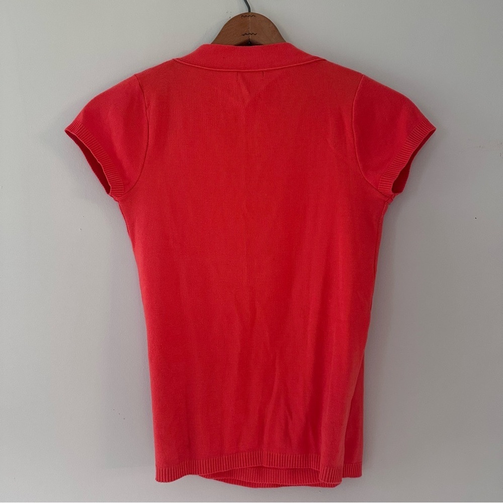 Benetton Made in Italy Cotton Open Front Crossover Short Sleeve Shirt Sweater - Picture 6 of 11